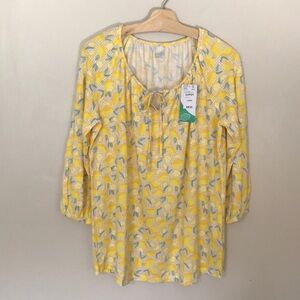 NEW Lands End Yellow Lemon Check Top. Large